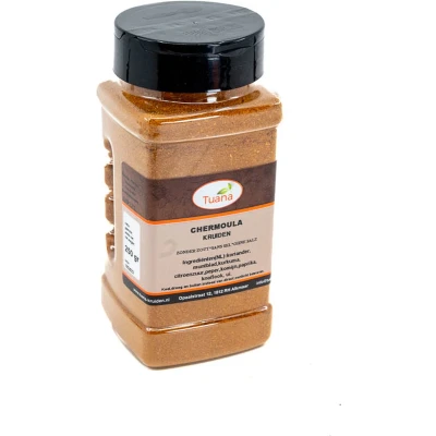 Afbeelding van Tuana Kruiden Chermoula Strooibus 250 Gram Zonder Zout MP0044