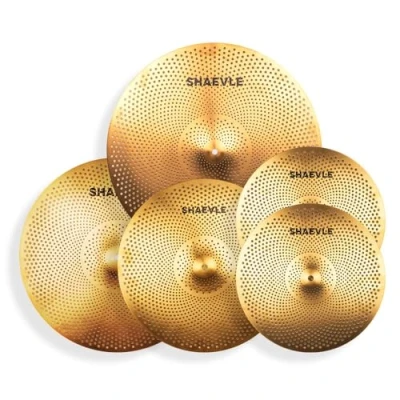 Afbeelding van SHAEVLE Laag Volume Cymbal Pack Golden Mute 14 &quot;Hi hat+16 &quot;Crash+18&#039;Crash+20 &quot;Ride Quiet Drum voor Praktijk