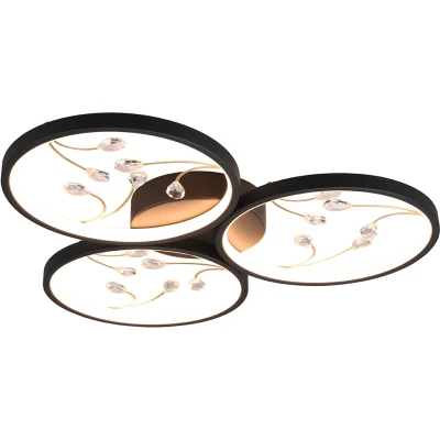 Afbeelding van Trio leuchten LED Plafondlamp Plafondverlichting 30W Warm Wit 3000K Dimbaar Rond Zwart Aluminium