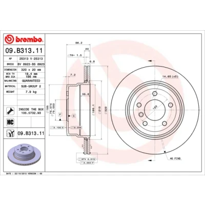 Afbeelding van Brembo Remschijf 09.B313.11