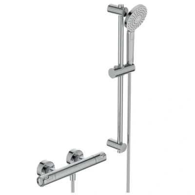Afbeelding van Ideal standard ceratherm t50 douchekraan thermostatisch met koppelingen 60cm glijstang handdouche 11cm 3 standen chroom a7217aa