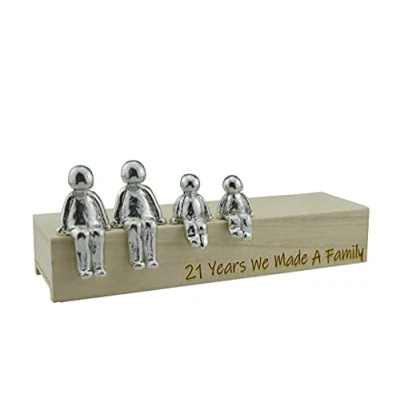 Afbeelding van 21e verjaardag idee 21 jaar we hebben een metalen decoratie gemaakt kies uw familie combinatie (2 kinderen)