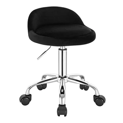 Afbeelding van WOLTU BS127sz Bureaukruk met wieltjes, draaikruk, in hoogte verstelbaar, rolkruk lage rugleuning, zwart, zithoogte 43 54,5 cm