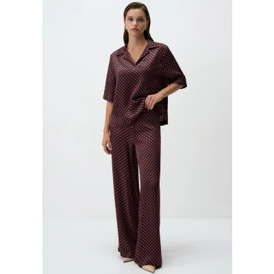 Afbeelding van Jimmy Key Geometric Wideleg Broek, Dames, Maat: 40, Bordeaux