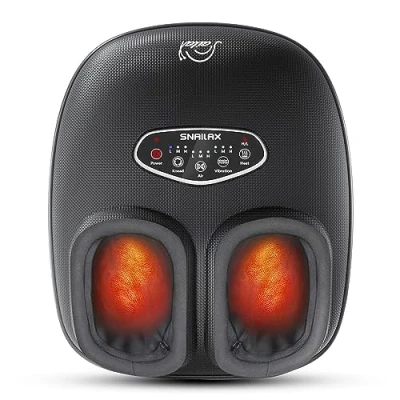 Afbeelding van Snailax Shiatsu Voetmassageapparaat met warmte voor plantaire fasciitis, neuropathie pijn, voeten massageapparaat diepe kneden, compressie, trillingen, voetwarmer thuiskantoor, maat 12,