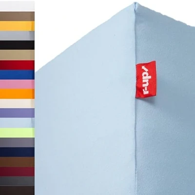 Afbeelding van r up Beste hoeslaken 200 x 220 240 cm tot 35 hoogte, vele kleuren, 95% katoen, 5% elastaan, 230 g/m², Oeko Tex, stressvrij, ook voor waterbedden (lichtblauw)