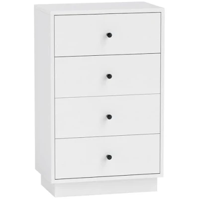 Afbeelding van HOMCOM Kommode Sideboard mit 4 Schubladen Schrank aus Holzwerkstoff Aufbewahrungsschrank im Modern Stil Schubladenschrank Kommodenschrank für Wohnzimmer Schlafzimmer Flur 47 x 29 75 cm Weiß