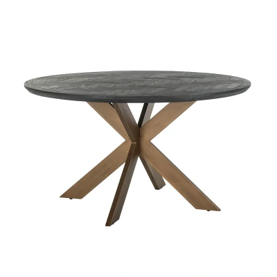 Afbeelding van Richmond Interiors Eettafel Blackbone Brass Rond 140 cm