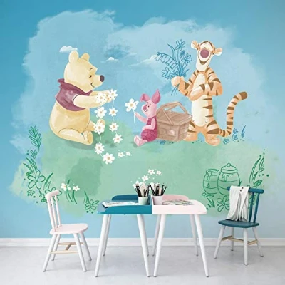 Afbeelding van Komar Vliesbehang Winnie de Poeh Picknick 300x280 cm (breedte x hoogte) (set)