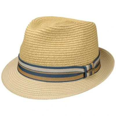 Afbeelding van Stetson Licano Toyo Trilby Strohoed Dames/Heren strand hoed zonnehoed met ripsband voor Lente/Zomer XL (60 61 cm) beige