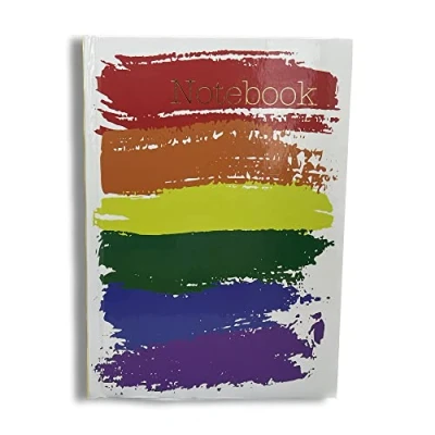 Afbeelding van Maturi A5 Hardback Colour Splash Regenboog Vlag Notebook met Goudfolie Detailing en Glans Afwerking, Wit, 450033