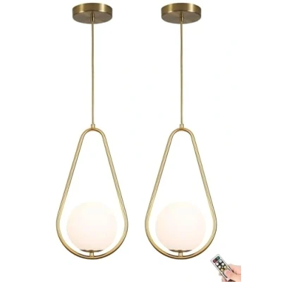 Afbeelding van Hanglamp op batterijen met oplaadbare gloeilamp, dimbaar, programmeerbaar, hangende plafondlamp, werkt batterijen, niet bekabeld, voor keukeneiland, eettafel, zout