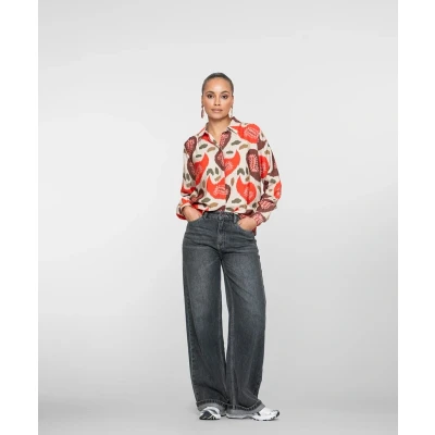 Afbeelding van Geisha Blouse Allover Print Rood/dessin XL