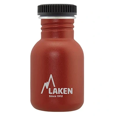 Afbeelding van Laken roestvrijstalen fles met zwarte draadstekker en brede mond 350 ml, rood