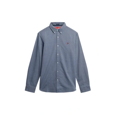 Afbeelding van Superdry Oxford LONG Sleeve Overhemd, Heren, Maat: XL, Ocean navy chambray