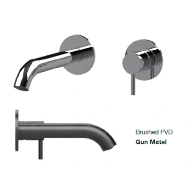 Afbeelding van SB Round inbouw wastafelmengkraan gun metal PVD 162mm