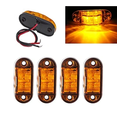 Afbeelding van ShuoHui 4 x LED 12V tot 24V geel begrenzingslamp positioneringslamp zijmarkeringslamp vrachtwagen E test E9..
