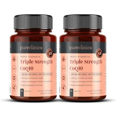 Afbeelding van Triple Sterkte CoQ10 300 mg x 180 Tabletten (2 flesjes van 90) Non GMO, USP kwaliteit. Met vitamine C en zwarte peper 6 maanden voorraad