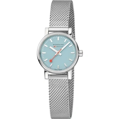 Afbeelding van Mondaine MSE.26140.SM Evo2 Dames Horloge Stationsklok Saffierglas Staal Zilver 26 mm breed Quartz Druksluiting 3 ATM (spatwater)