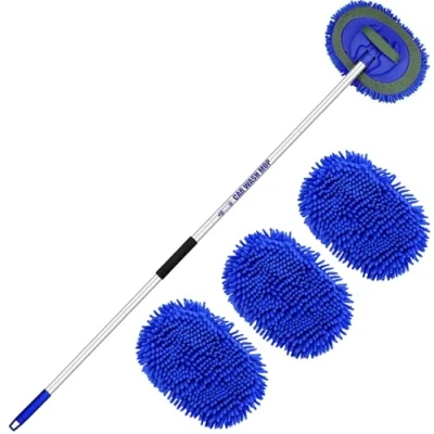 Afbeelding van 160 cm 63&quot; autowasborstel met telescoopsteel, wasborstel, camper, caravan, vrachtwagen, microvezel reinigingsborstel, auto, 2 in 1 anti kras, telescopische borstel, autoborstel, reinigingsset (3
