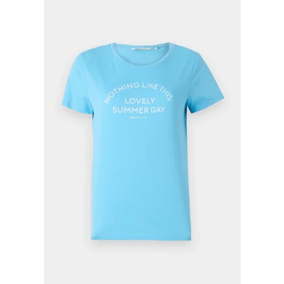 Afbeelding van TOM Tailor Denim Basic Print Tshirt print, Dames, Maat: Large, Clear light blue