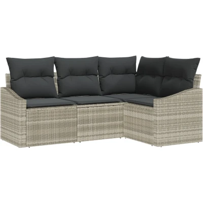 Afbeelding van vidaXL Tuin Sofa Set van 4 Beige, Zwart Rattan Hoeksalon