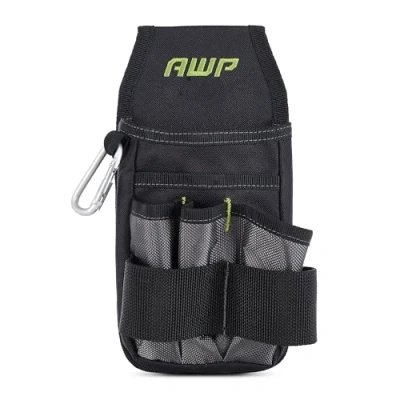 Afbeelding van AWP L 804 1 Organizer Tool Pouch 7 zakken en lussen voor gereedschapsorganisatie Heavy Duty metalen riemclipbevestiging, zwart grijs