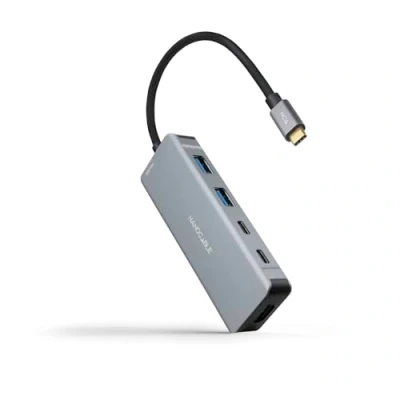 Afbeelding van NANOCABLE 10.16.1006 6 in 1 converter hub, USB C 3.2 GEN1 5G stekker op 2 A poorten + HDMI PD 100W, aluminium, 15 cm, grijs