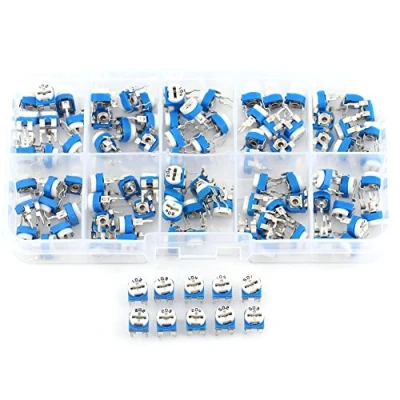 Afbeelding van 100st 500 Ohm Tot 1M Variabele Weerstandskit Met Plastic Doos 6 Mm 10 Soorten