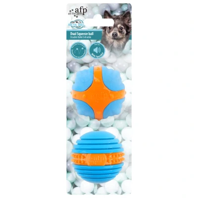 Afbeelding van All For Paws Dual Squeeze Ball Hondenspeelgoed 6.3x6.3x6.3 cm Oranje Blauw