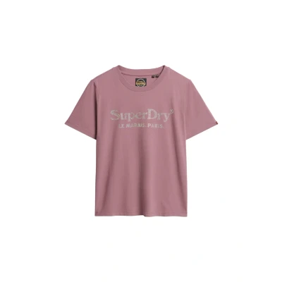 Afbeelding van Superdry Venue Tshirt print, Dames, Maat: 34, Grape shake purple
