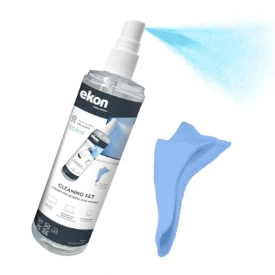 Afbeelding van Ekon Displayspray met microvezeldoek, 250 ml, reinigingsset voor monitor, laptop, camera, camcorder, MacBook, TV, Smart smartphone, tablet