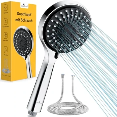 Afbeelding van Magichome Douchekop met Slang 59&quot;, Hogedruk Douchekop, 5 Straalstanden Handdouche, Waterbesparende Grote Spaardouchekop, Zwart