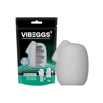 Afbeelding van VIBEGGS Ribs Delight Vibrerende Masturbatie Sleeve èn Vinger Vibrator Wit