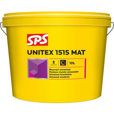 Afbeelding van SPS Unitex 1515 10 L RAL 9010 Matte Binnen Muurverf Goed Dekkend Afwasbaar Klusverf
