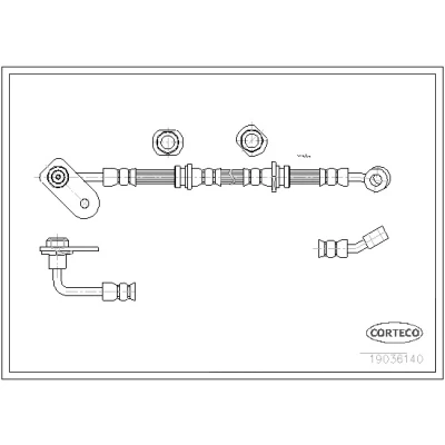 Afbeelding van CORTECO 19036140 Remslang Vooras 780mm SUZUKI: Grand Vitara I SUV (FT, HT) 2.0 TD 4x4, HDI 110 16V 2.7 2.5 V6 24V 1.6 4x4