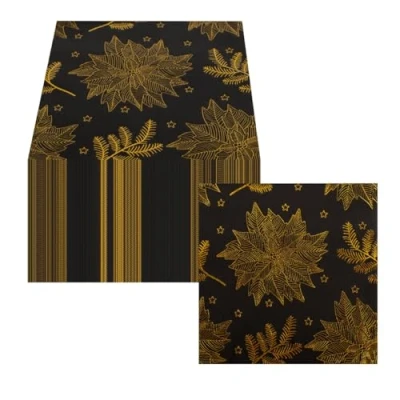 Afbeelding van CEILIWEN 120 Stuks Zwart en Goud Papieren Servetten Wegwerp Serviettes Voor Cocktails, Gedessineerd Met Gouden Bladmotief