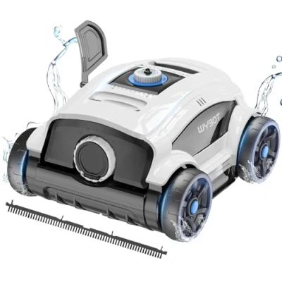 Afbeelding van WYBOT Zwembadrobot met accu voor 130 minuten werking, zwembadzuiger sterke prestaties, dubbele aandrijfmotoren, snelle waterafvoer, zwembadstofzuiger bovengrond/buitenzwembad tot 100 m²