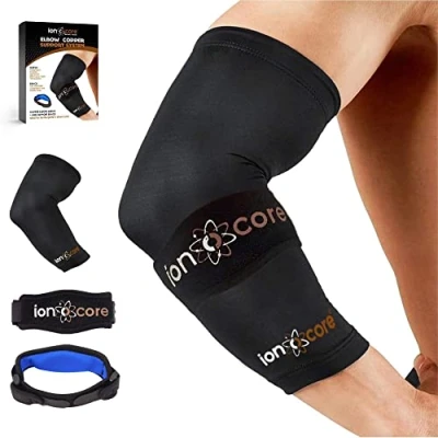 Afbeelding van Ionocore® Elleboogbrace Compressie met koper Brace voor tenniselleboog, golferselleboog Beschermt gewrichten en onderarmen Lichtgewicht, antislip. MEDIUM: 26 30 cm