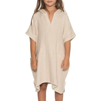 Afbeelding van Strandponcho ZigZag Beige van Lalay maat 2 3 jaar t/m 10 11