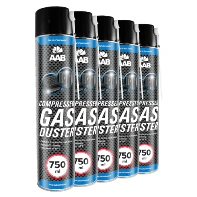 Afbeelding van 5 x AAB Compressed Gas Duster 750ml Air for Cleaning Computer, and Other Office Equipment, Compressor, PC, Keyboard Cleaner, Aerosol Duster, Can Computer