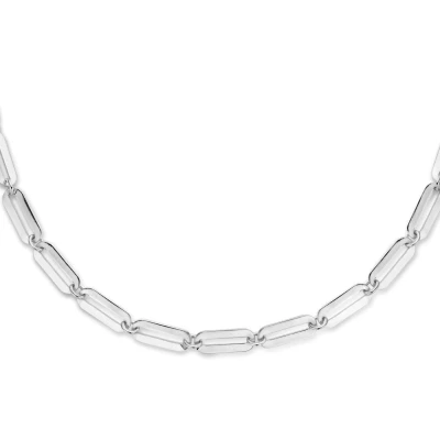 Afbeelding van zilver gerhodineerd collier paperclip plat 5,0 mm 41 + 4 cm 1336243 horloge Zilverkleur 45