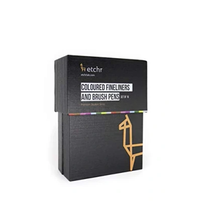 Afbeelding van ETCHR Professional Multicolour Drawing Pen 8 kleuren met twee punten voor tekenen, schetsen, inkten, kantoor en schrijven Kwaliteit watervaste lichtechte, zwarte artist pennen，16 stuk