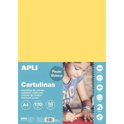 Afbeelding van APLI 14231 Lichtgeel A4 kaartvoorraad 170 g 50 vellen