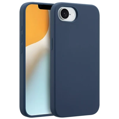 Afbeelding van iPhone SE 4 MagSafe Hoesje Siliconen en TPU (zacht) Accezz Softcase/Backcover Donkerblauw Telefoonhoesje