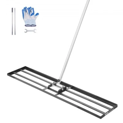 Afbeelding van VEVOR Gazonhark, nivelleringsapparaat van koolstofstaal, roestvrij met handvat, 2130 mm, bodemplaat 254 x 1219 verstelbaar, voor golfbaan