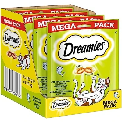 Afbeelding van Dreamies klassieke kattensnacks met tonijn kattenlekkers knapperige textuur en romige vulling 4 x 180 g