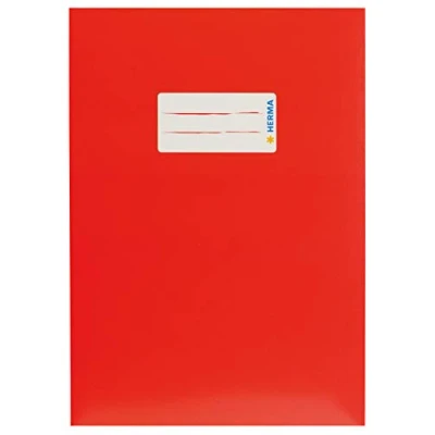 Afbeelding van HERMA 19762 boekomslagen A5 karton rood, 10 stuks, schriften met tekstveld van stevig en extra sterk papier, set voor schoolschriften, gekleurd