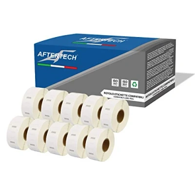 Afbeelding van Aftertech 10 x 2525 25 mm compatibele zelfklevende etiketten (750 etiketten/rol = 7500 totaal) voor Dymo LabelWriter Seiko SLP etiketteermachines S0929124