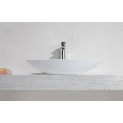 Afbeelding van Wiesbaden Kim waskom ovaal 59x35x11 cm solid surface mat wit